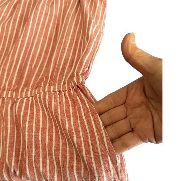 Beach Lunch Lounge Linen Blend Striped Romper Size S - Picture 6 of 7